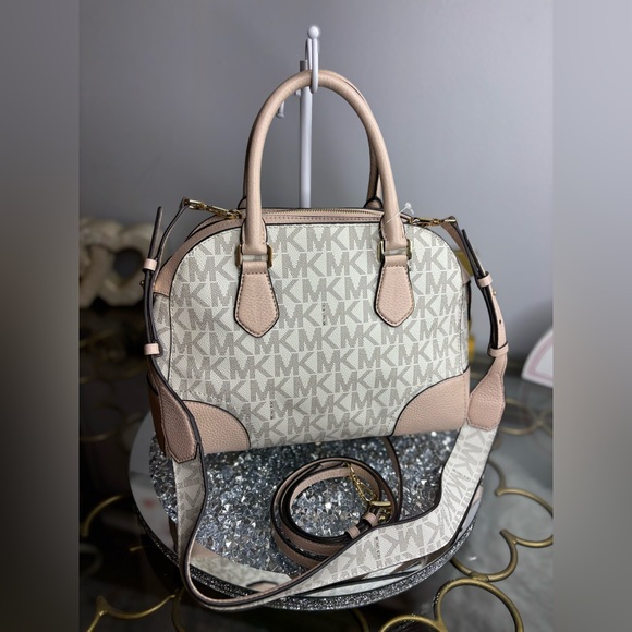 Michael Kors Hattie MK Signature Bowling Satchel Bag NWOT - Picture 5 of 16